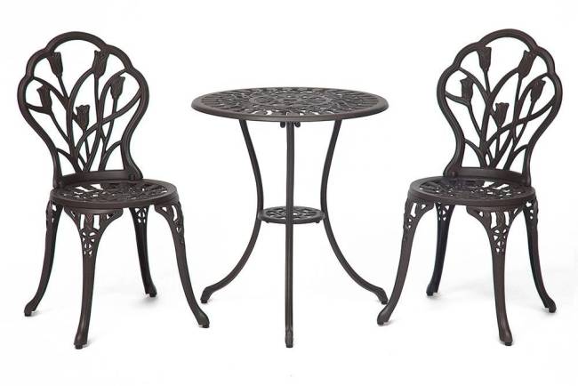 Комплект Secret de Maison Waltz of Flowers/Вальс Цветов (стол+2 стула) алюминиевый сплав, D60/H67, 47х41х86см, бронзовый бронза/bronze алюминиевый сплав
