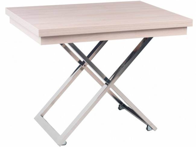 Стол-трансформер Левмар Cross D68/S79 дуб шамони светлый/ опоры нерж.ст.