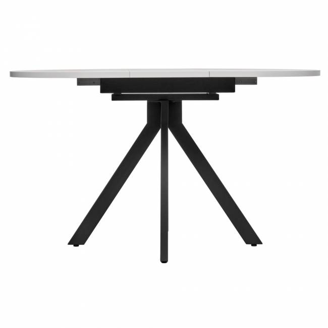Стол Rudolf круглый раскладной 100-130x100x75см, белый мрамор, чёрный Стол Rudolf круглый раскладной 100-130x100x75см, белый мрамор, чёрный
