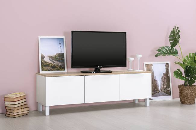 Тумба под ТВ 13.267.01 цвет белый шагрень/дуб сонома