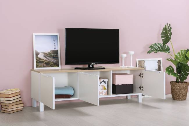 Тумба под ТВ 13.267.01 цвет белый шагрень/дуб сонома