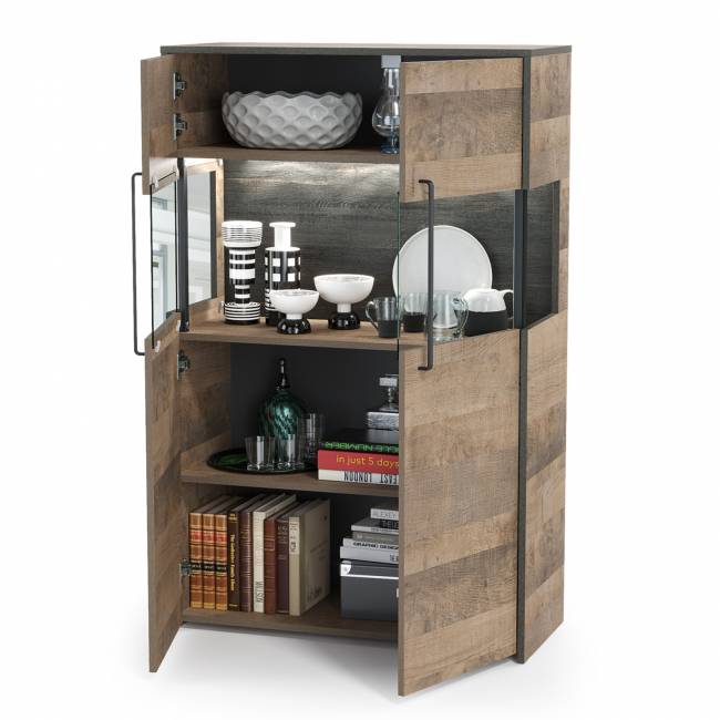 Комод с витриной Трувор 13.306 цвет дуб гранж песочный/интра