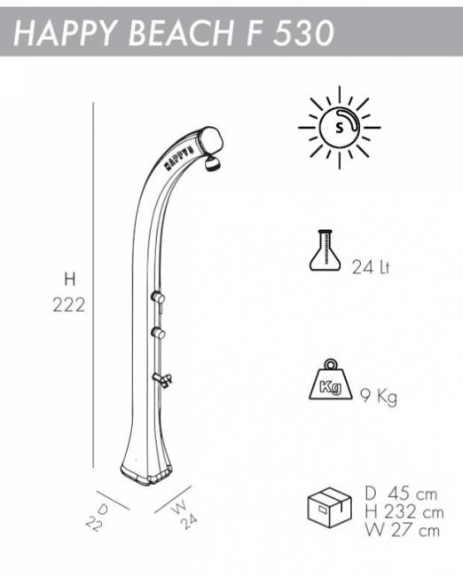 Душ солнечный Happy Beach F 530 антрацит 220х240х2220 мм