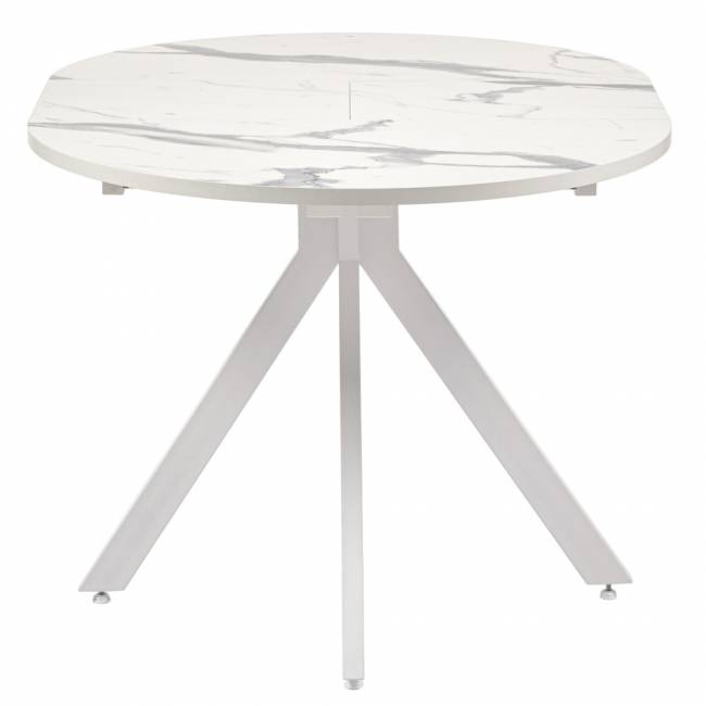 Стол Rudolf круглый раскладной 90-120x90x75см, белый мрамор, белый