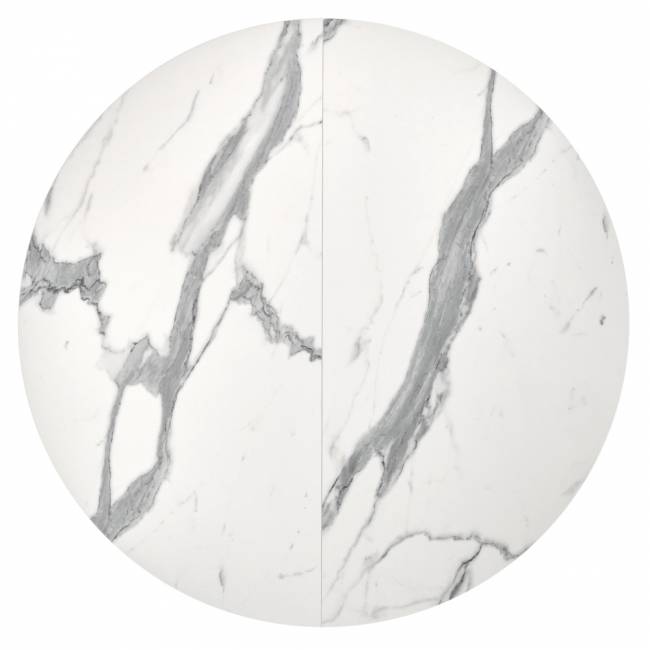 Стол Rudolf круглый раскладной 90-120x90x75см, белый мрамор, белый