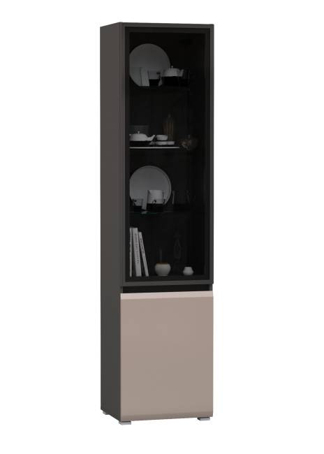 Шкаф-витрина Сидней 13.201 цвет антрацит/МДФ веллюто капучино Шкаф-витрина Сидней 13.201 цвет антрацит/МДФ веллюто капучино