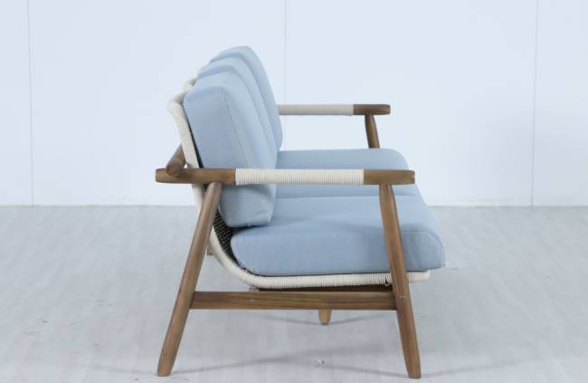 Диван деревянный трехместный Apoyo грецкий орех, голубой 1954х778х758 мм