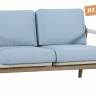 Диван деревянный двухместный Apoyo грецкий орех, голубой 1354х778х758 мм