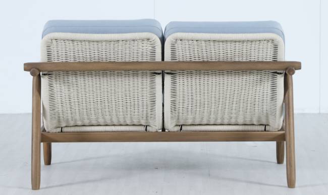 Диван деревянный двухместный Apoyo грецкий орех, голубой 1354х778х758 мм