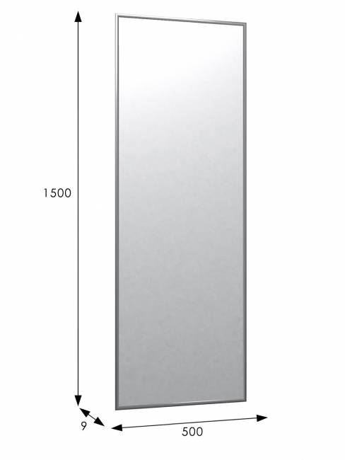 Зеркало настенное в раме Сельетта-5, глянец серебро 150 см х 50 см