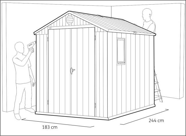 Сарай "Дарвин 6х8" (размеры 183 х 244 см), серый