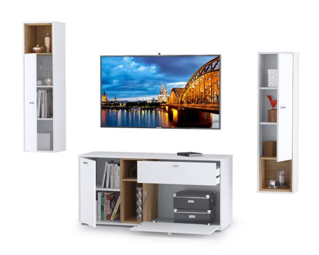 Стенка для гостиной Бэль № 07, цвет дуб крафт золотой/белый премиум Стенка для гостиной Бэль № 07, цвет дуб крафт золотой/белый премиум