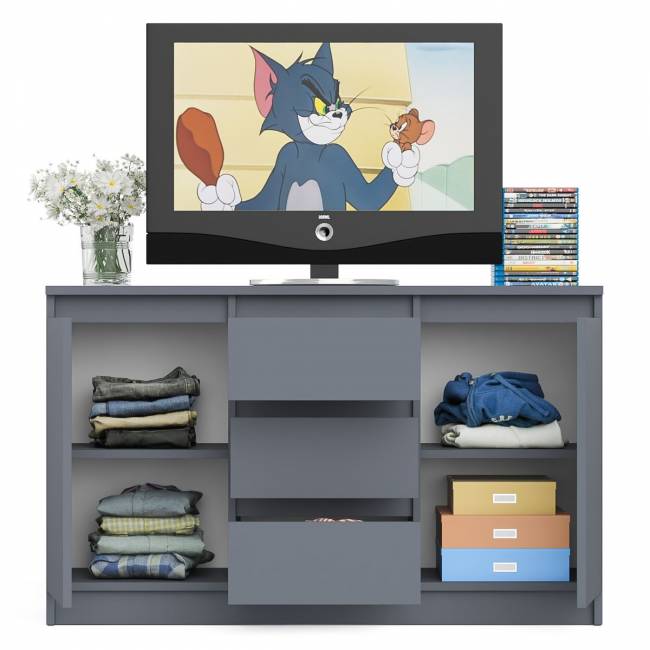 Комод-тумба три ящика и две дверки Мори МК1200.3 цвет графит Комод-тумба три ящика и две дверки Мори МК1200.3 цвет графит