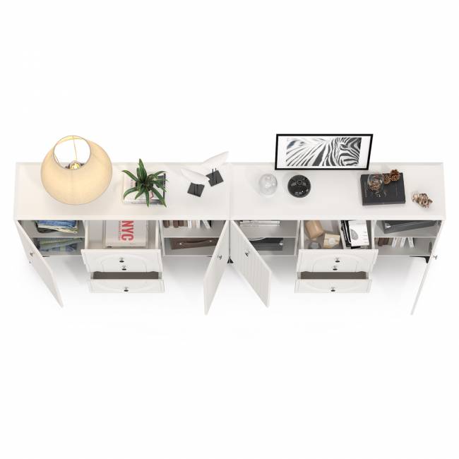 Два Комода Валенсия можно использовать как ТВ-тумбу цвет белый шагрень