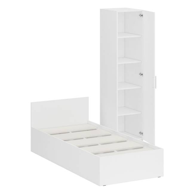 Кровать белая односпальная 900 с пеналом Стандарт цвет белый Кровать белая односпальная 900 с пеналом Стандарт цвет белый