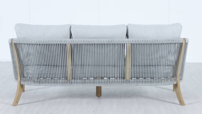 Диван деревянный трехместный Veneto светлый тик, серый 1880х802х711 мм