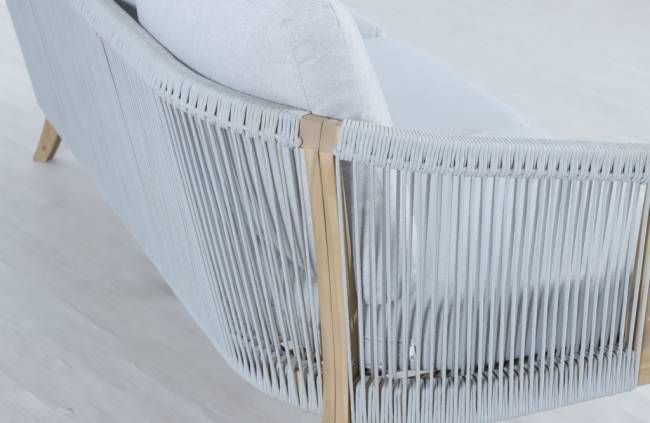 Диван деревянный трехместный Veneto светлый тик, серый 1880х802х711 мм