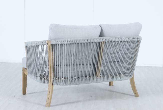 Диван деревянный двухместный Veneto светлый тик, серый 1280х802х711 мм