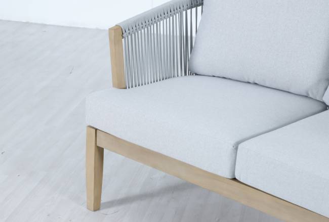 Диван деревянный двухместный Veneto светлый тик, серый 1280х802х711 мм