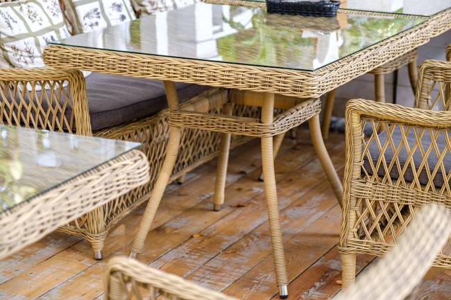 "Айриш" стол плетеный из искусственного ротанга, цвет соломенный "Айриш" стол плетеный из искусственного ротанга, цвет соломенный