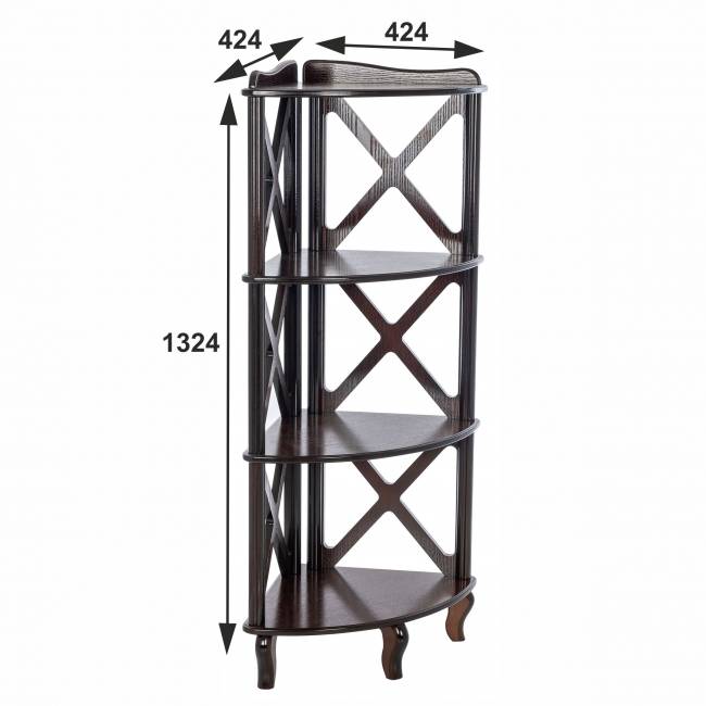 Этажерка-стеллаж угловая Джульетта-3 орех