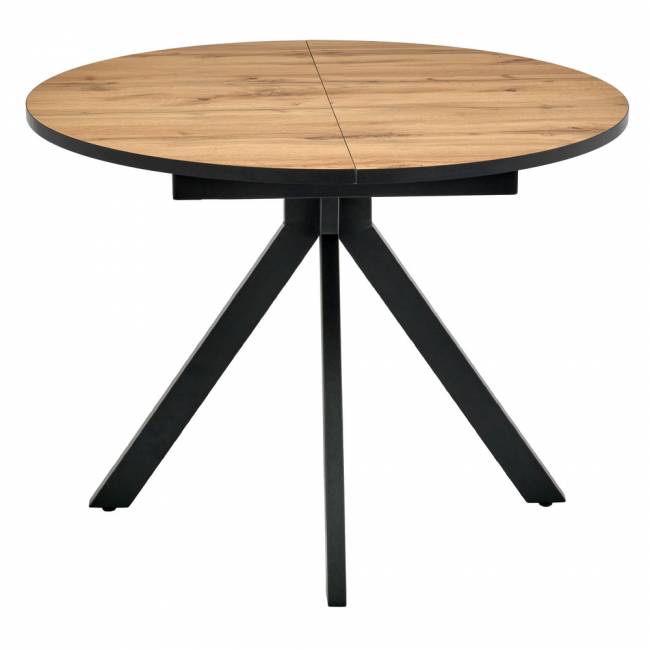 Стол Rudolf круглый раскладной 100-130x100x75см, Дуб Вотан, чёрный Стол Rudolf круглый раскладной 100-130x100x75см, Дуб Вотан, чёрный