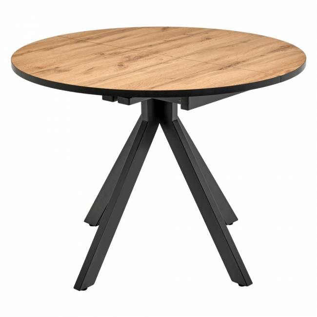 Стол Rudolf круглый раскладной 100-130x100x75см, Дуб Вотан, чёрный Стол Rudolf круглый раскладной 100-130x100x75см, Дуб Вотан, чёрный