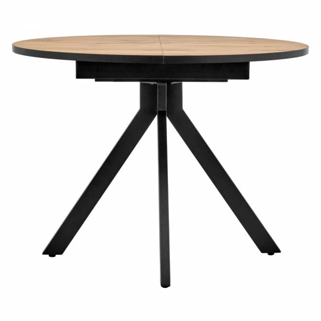 Стол Rudolf круглый раскладной 100-130x100x75см, Дуб Вотан, чёрный Стол Rudolf круглый раскладной 100-130x100x75см, Дуб Вотан, чёрный