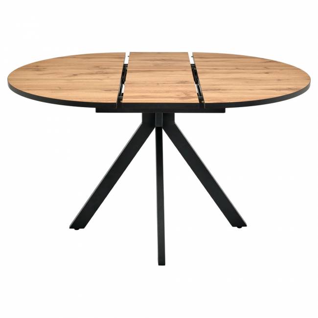 Стол Rudolf круглый раскладной 100-130x100x75см, Дуб Вотан, чёрный Стол Rudolf круглый раскладной 100-130x100x75см, Дуб Вотан, чёрный
