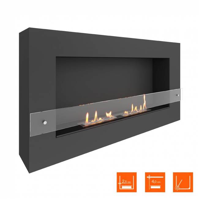 Биокамин SteelHeat WALL GRAND 1200 LITE черный (Стекло)