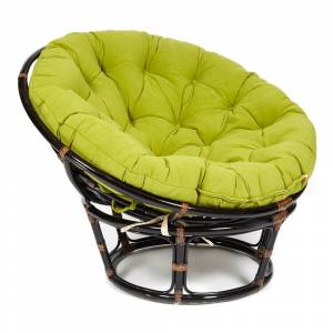 Кресло PAPASAN/ПАПАСАН 23/01 W  /с подушкой/ диаметр подушки 125 см, 115х101х104 см, Antique brown (античный черно-коричневый), флок Олива, 23 Antique brown (античный черно-коричневый)